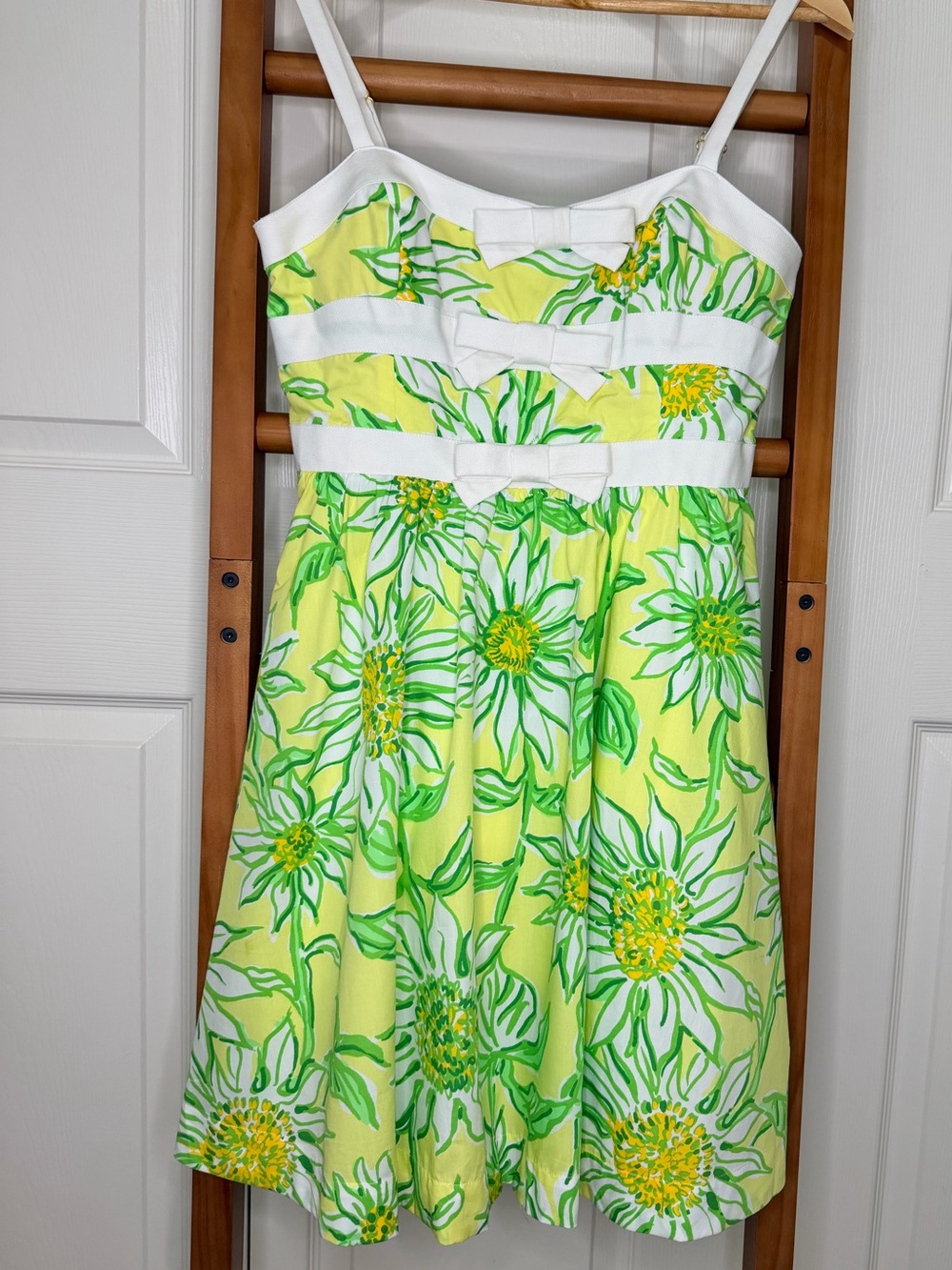 Lilly Pulitzer Cheri Dress Limoncello Sunbelievable Triple Bow Sundress Size 4 - Picture 3 of 10
